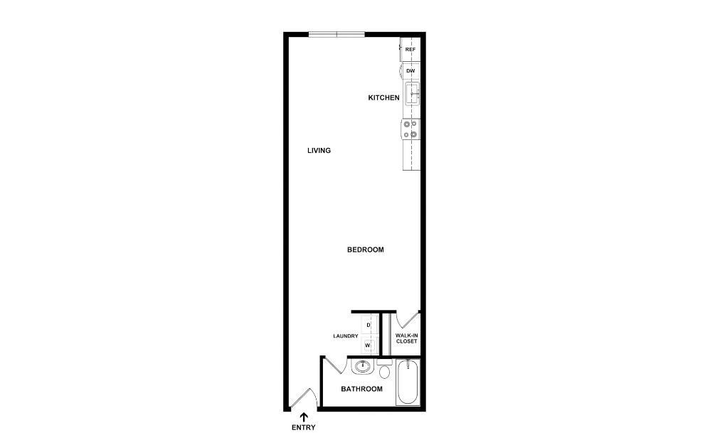 Studio - Studio floorplan layout with 1 bathroom and 855 square feet (2D)